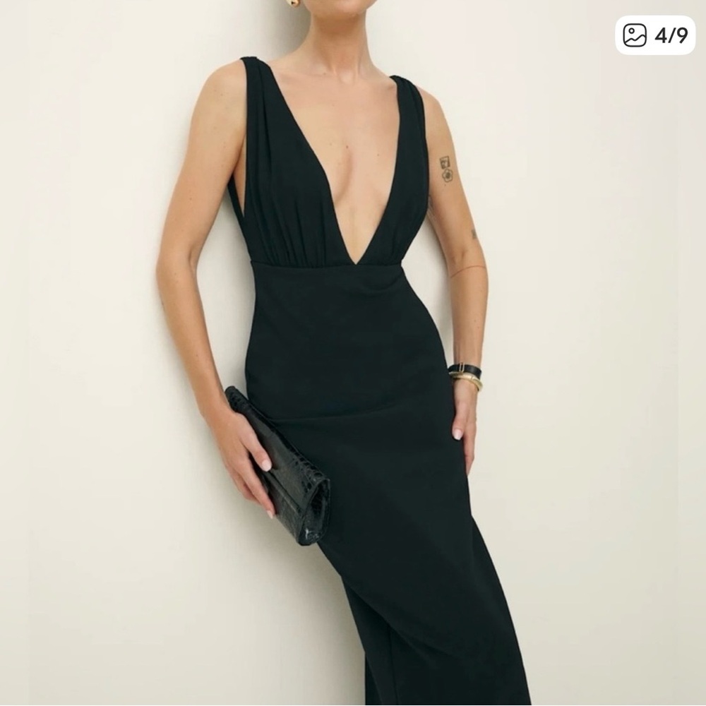 Reformation Black Plunge Dress - Picture 6 of 6